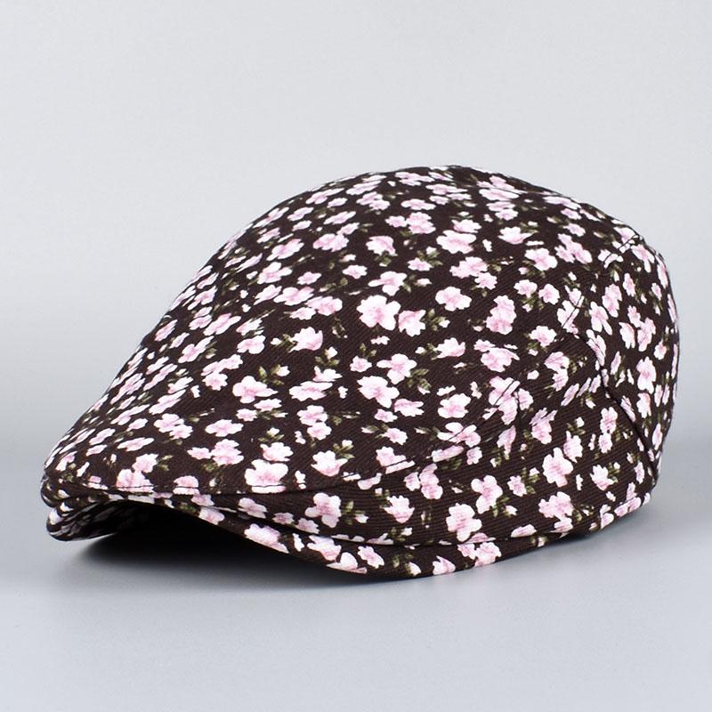 Retro Beret Women Spring Vintage Floral Print French Cap Peaky Blinders Hats Peaked Cap Women American Flat Hats Newsboy Cap