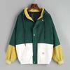 Women Patchwork Drawstring Hit Color Autumn Jacket Oversized Women Long Sleeve Corduroy Jacket