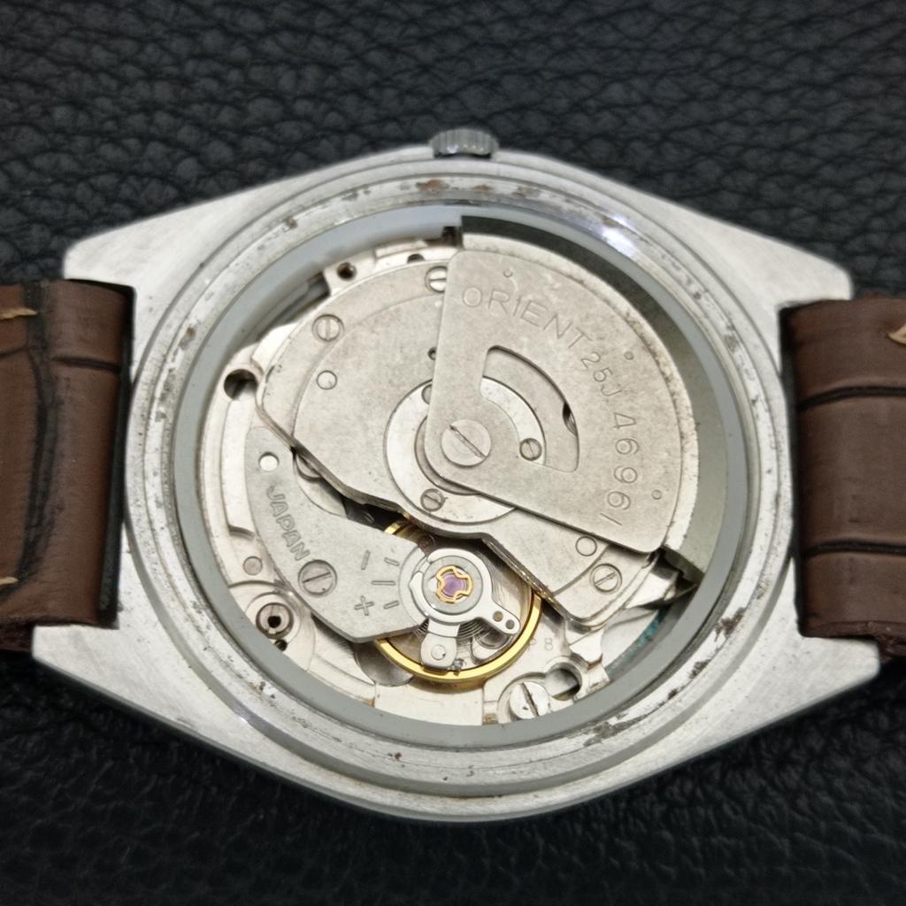 AUTOMATIC 46961 VINTAGE ORIENT CRYSTAL JAPAN MENS GOLDEN DIAL WATCH a707771-1