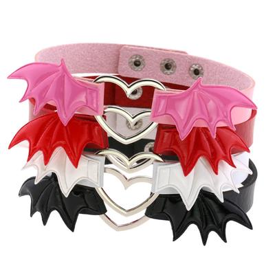 DIEZI Harajuku Gotické Srdce Křídla Netopýří Křídla Náhrdelníky Růžová Bílá Červená Černá PU Kůže Choker Náhrdelníky Pro Ženy Cosplay Šperky