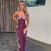 Fashion Retro Style Lace Rose Floral Slim-Fitting Sling Dress Women's Autumn Fashion Sexy Temperament Sheath Dress