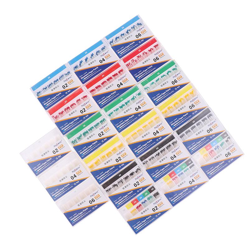 1 Låda Dental Absorberande Pappersspetsar Sterila Blandade Storlekar 02 04 06 Konicitet 15-40 Tandvårdsmaterial Endodonti Pappersspetsar