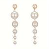 1 Pair Fashion Korean Long Pearl Drop Earrings, Women Trendy Elegant Created Big Simulated Pear Earrings, Jewelry Accessories