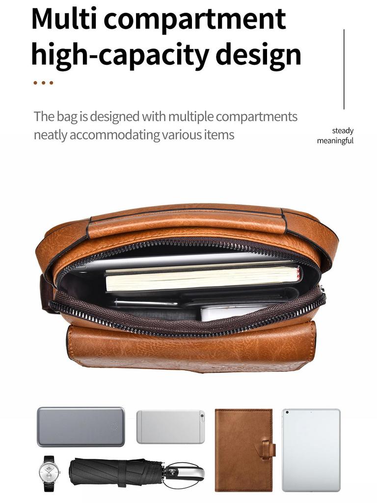 Herren Messenger Bag Leder Crossbody Schultertasche Klassische wasserdichte Aktentasche Satchel Reisetasche