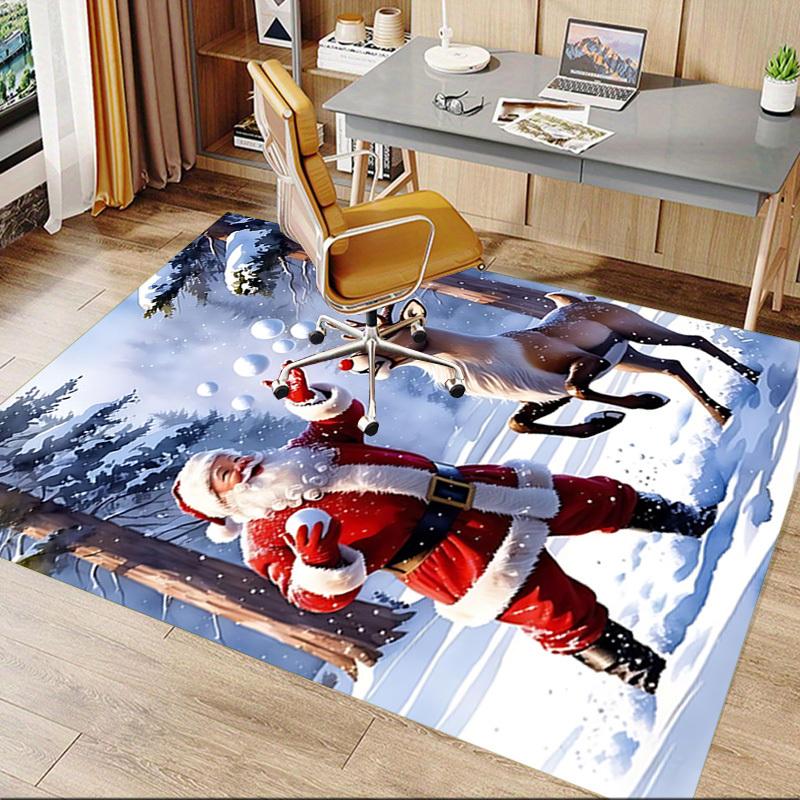 1pc Santa Claus Snowballs Carpet Office Rug Outdoor Mat Home Decor Area Carpet Festival Gift Office desk chair carpet