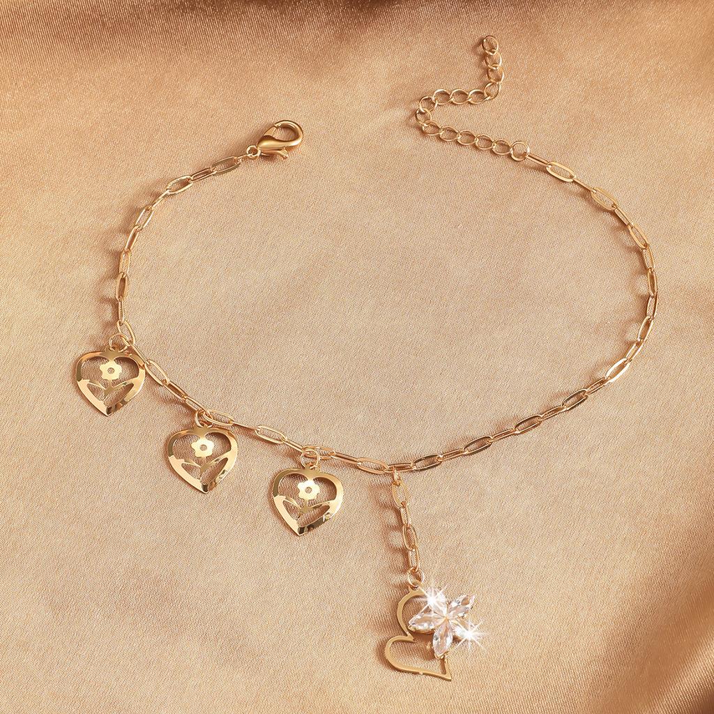 Premium Ελαφριά Πολυτέλεια Χαλκός Ζιργκόν Μοντέλο Παραλίας Φύλλο Πόδι Διακοσμητικό Κρόσσια Εθνοτικό Στυλ Απλό Γυναικείο Μοντέλο Μικρό Φύλλο Βραχιόλι Αστραγάλου Γυναίκες