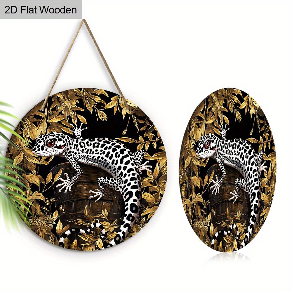 Vintage Gecko Design Wooden Sign for Garden Decor - Unique Decorative Plaque for Home, Tavern, Yard, Porch Decor