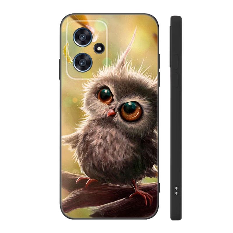Lovely Cartoon Owl Black Silicone Phone Case For Xiaomi POCO X3 X4 NFC F3 F4 GT F5 M3 M4 M6 X5 X6 Pro 5G C55 C65 M5