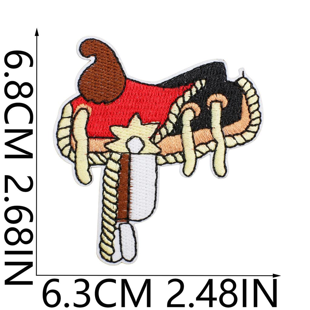 Hemp Rope Embroidery Cloth Sticker Bounty Hunter Patch Sticker Western Denim Bag Decoration Computer Embroidery Label Cow Head Ironing