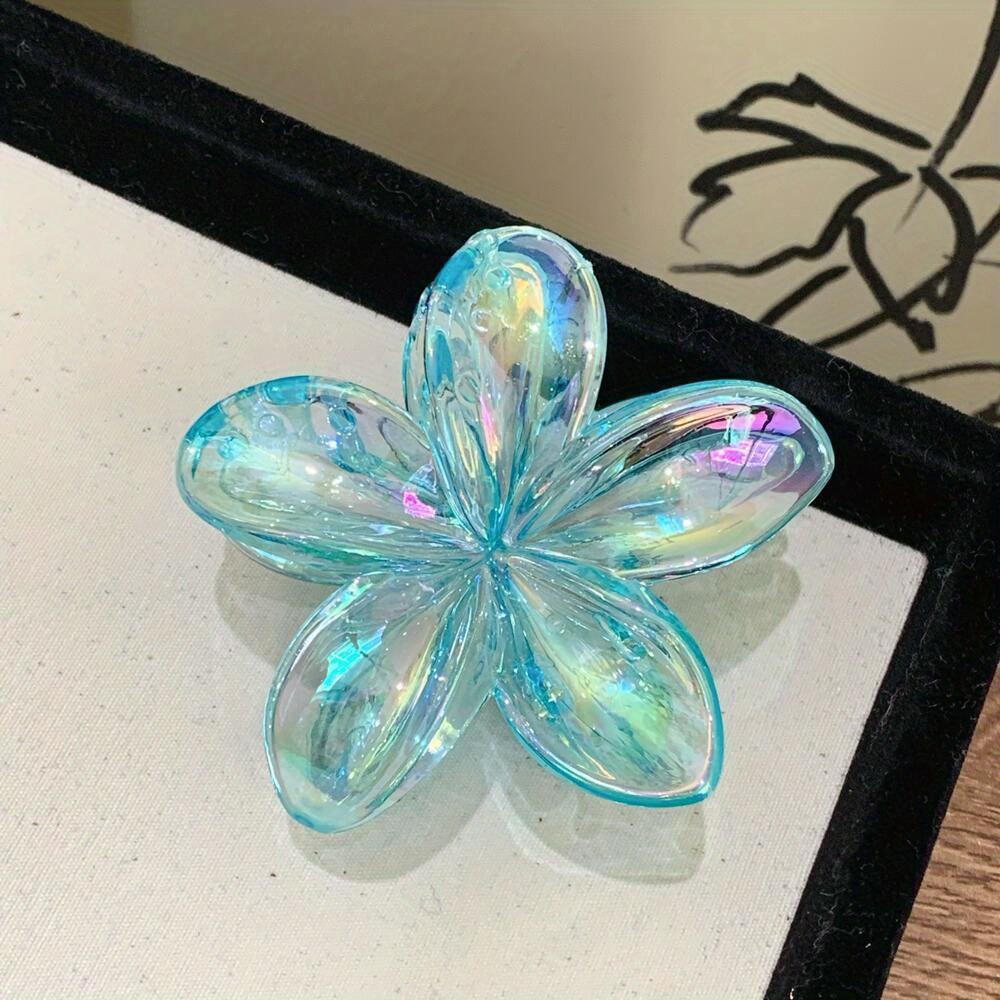 Bohemian Minimalist Resin Flower Hair Clips, Transparent AB Color Gradient, Non-Slip, for Thick Hair, Braid Styling, Hawaiian Easter New Year Gifts