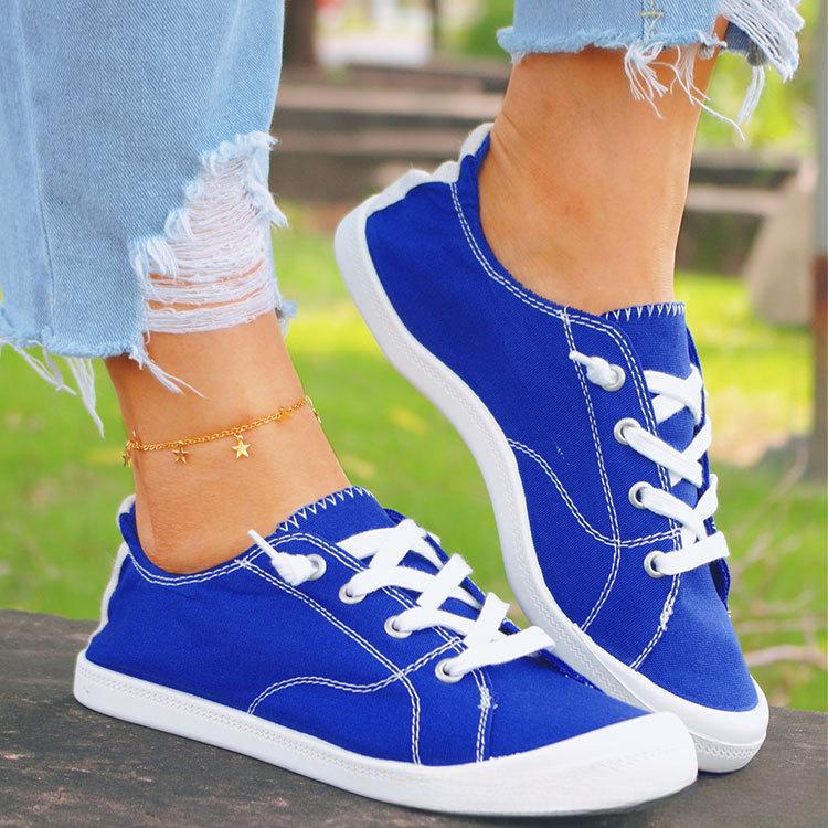 Pantofi de pânză de culoare uni pentru femei, pantofi minimalisti confortabili și plati, papuci ușori