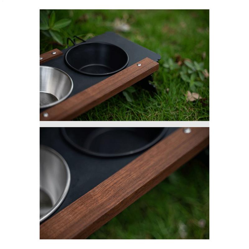 Camping Hund Napf Ständer Mit Lampenhalter Haustier Futter Set tragbar Faltbar Katze und Hund Futterhalter Mit 2 Näpfen für Camping