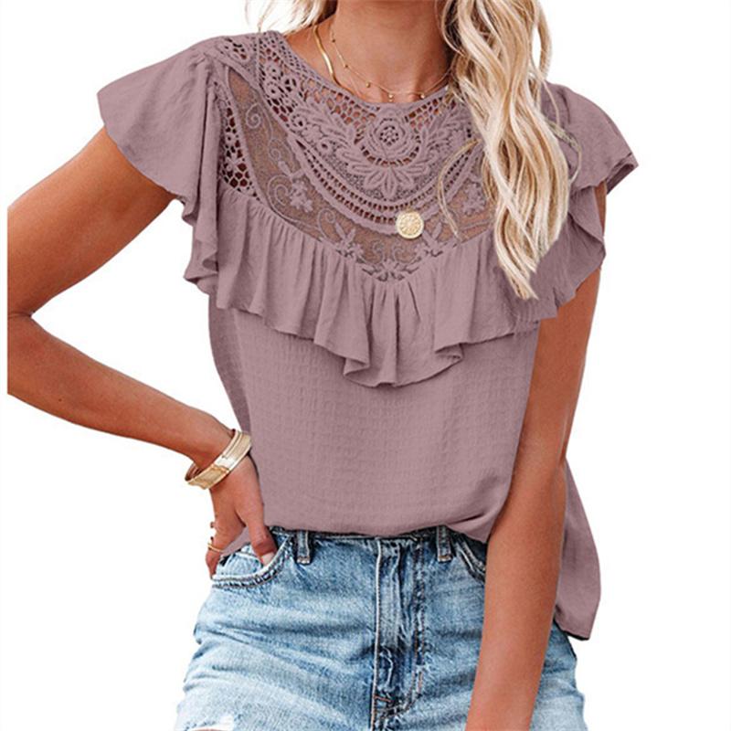 Elegant Women's Summer Blouses Fashion New Casual Woman Tops Women Shirt Blouse Chemise Femme Lace Blusas Top Female Mujer