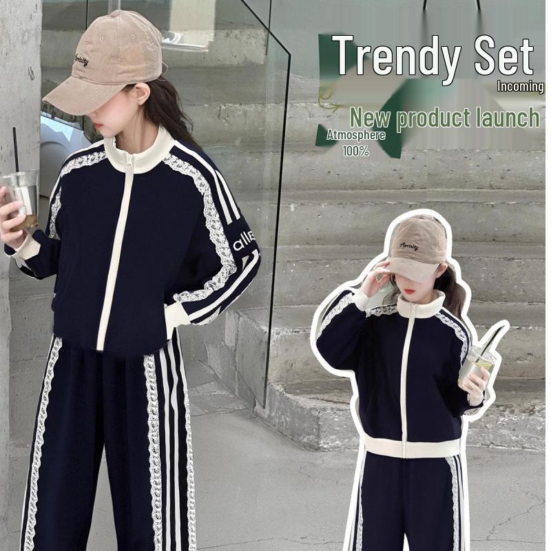 

Комплект толстовки и брюк для девочек на осень и весну 2025 года - Сладкий стиль 140 cm