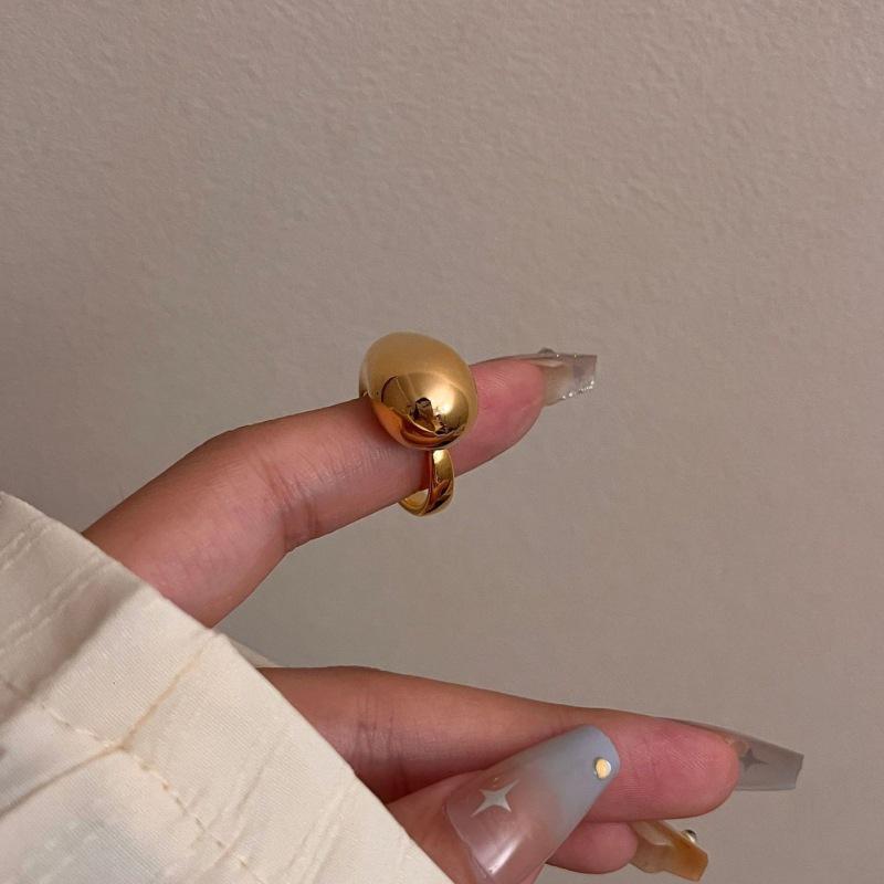 Water Drop Open Adjustable Ring: European & American Style, Simple Fashion, Stackable Creative Index Finger Ring for Women