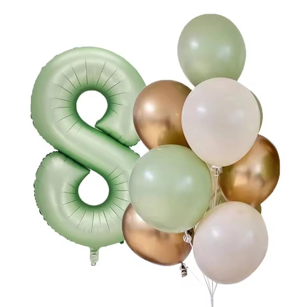 12pcs 40inch Olive Green Number 0-9 Balloon Helium Foil Digital Balloon For Kids Adult Birthday Anniversary Wedding Party Decor