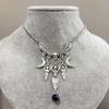 Gothic Moon Pendant Necklace With Amethyst Crystals For Women Jewelry Collection