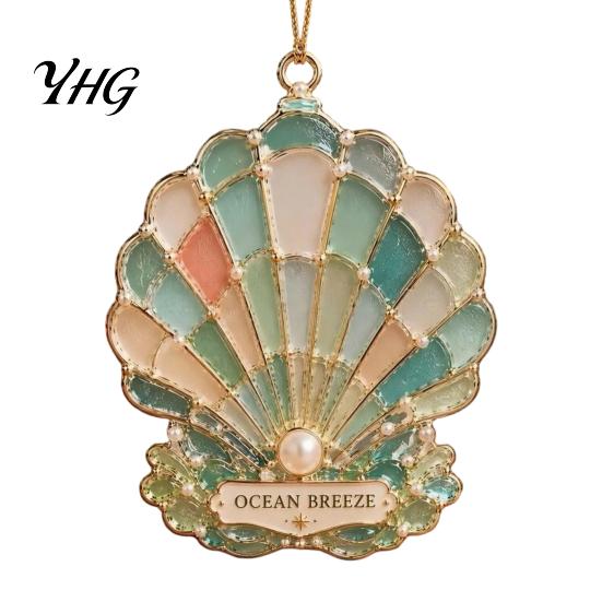 Durable Decorative Accents Handmade Sea Glass Coastal Christmas Ornaments, Turtle Seahorse Starfish Tree Ornaments Sailboat Beach Hanging Decoration