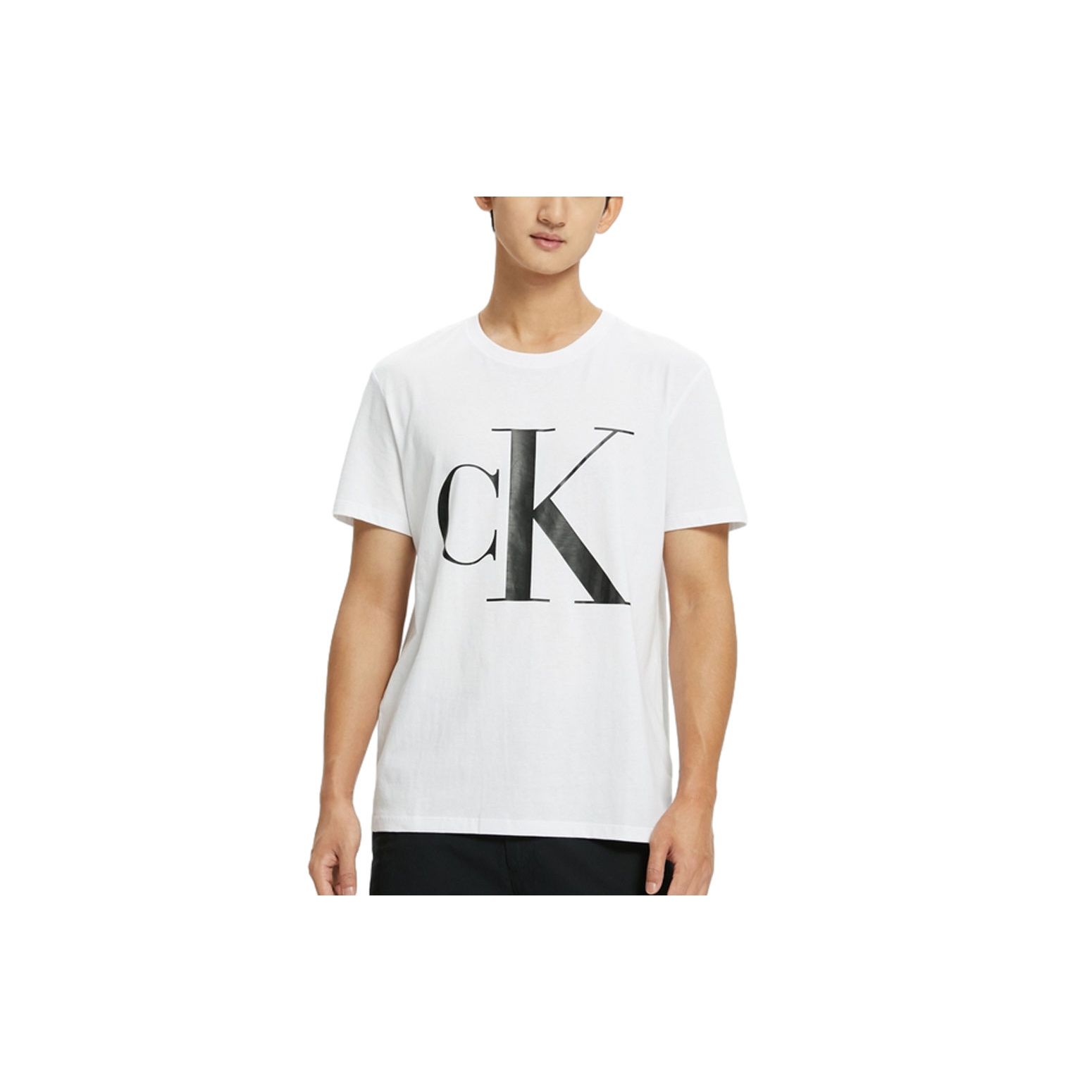 

Calvin Klein Дышащая футболка с короткими рукавами и контрастным буквенным принтом, мужские топы, белые 40HM825-540