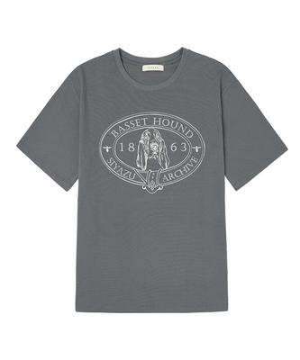 Siyajyu Sitp5064 Basset Hound T-Shirt_Charcoal
