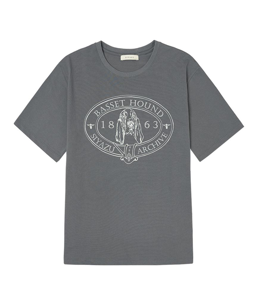 Siyajyu Sitp5064 Basset Hound T-Shirt_Charcoal