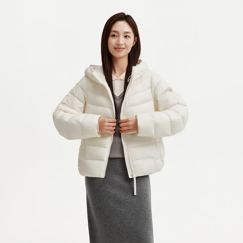 Tamboer Women's Lightweight Hooded Short Down Jacket