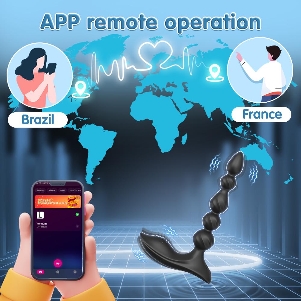 APP Control Anal Vibrator for Men Prostate Massager Butt Plug Anal Balls Adult Sex Toys for Women Male Gay Masturbator Toy