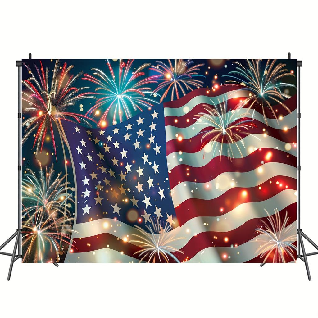 Independence Day flag and fireworks background indoor and outdoor decorations holiday decorations