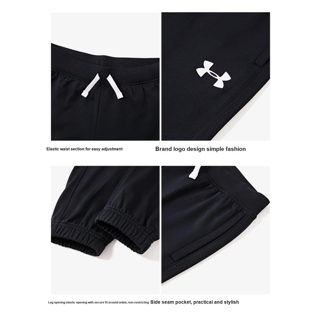 Under Armour Einfarbig Gestrickter Lässiger Sportanzug Kinderanzug Schwarz 1363290-001