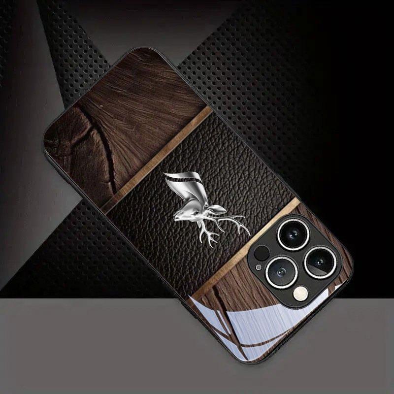 Gebogenes Geweih-Muster Gehärtetes Glas Schwarze Handyhülle Für iPhone 17 16 15 14 13 12 11 Pro Max 17 Air 7 8 Plus XR XS X Hülle
