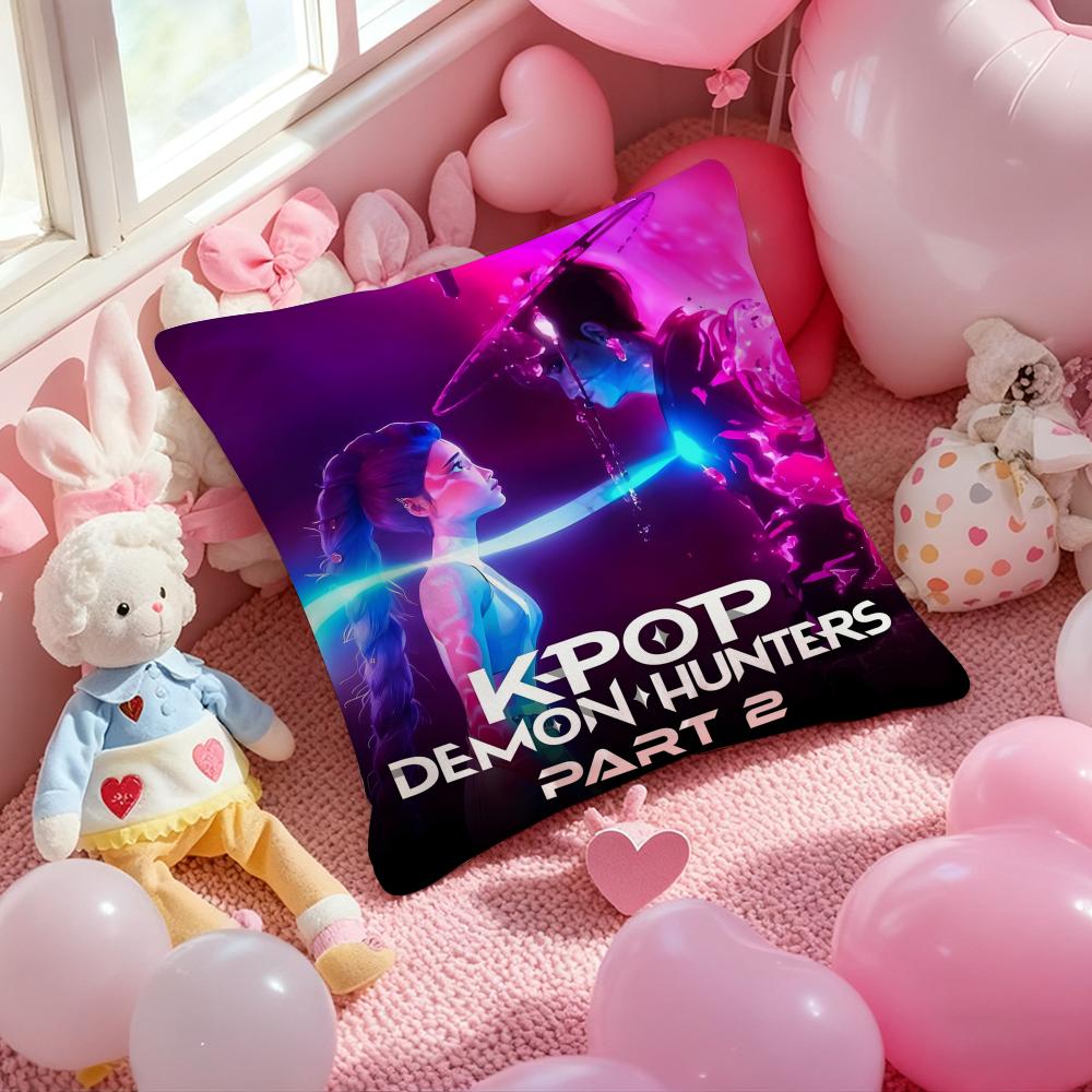 K-Pop Demon Hunters Pillow Case Soft Plush Fabric Double-Sided Printed Cushion Cover Warm Winter Sofa Pillow Case For Home