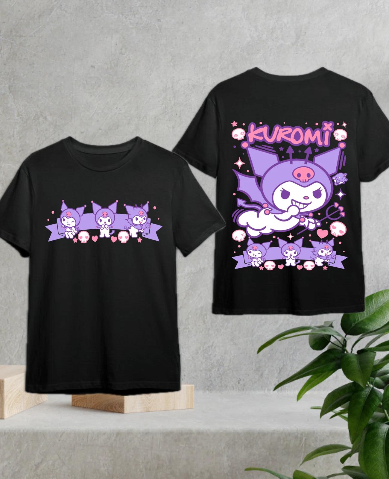 Kuromi T-Shirt Kawaii Harajuku Anime My Melody Sanrio Funny Gift Shirt All Size 3XL