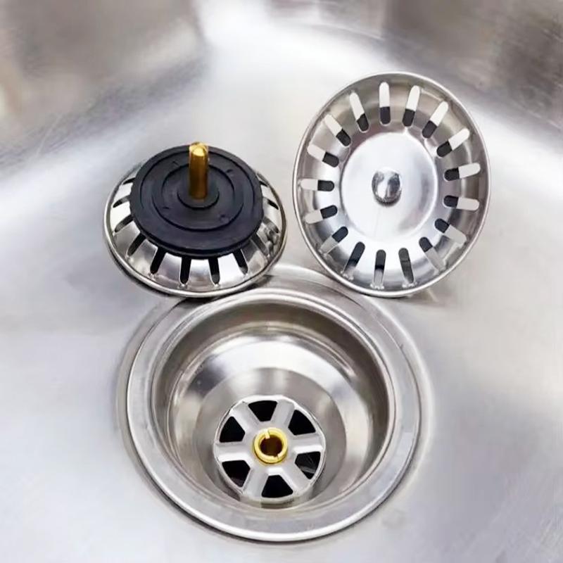 Stainless Steel Kitchen Sink Sewer Strainer Basin Drain Stopper Sink Waste Plug Filter Anti-clog Floor Drain Kitchen Accessories