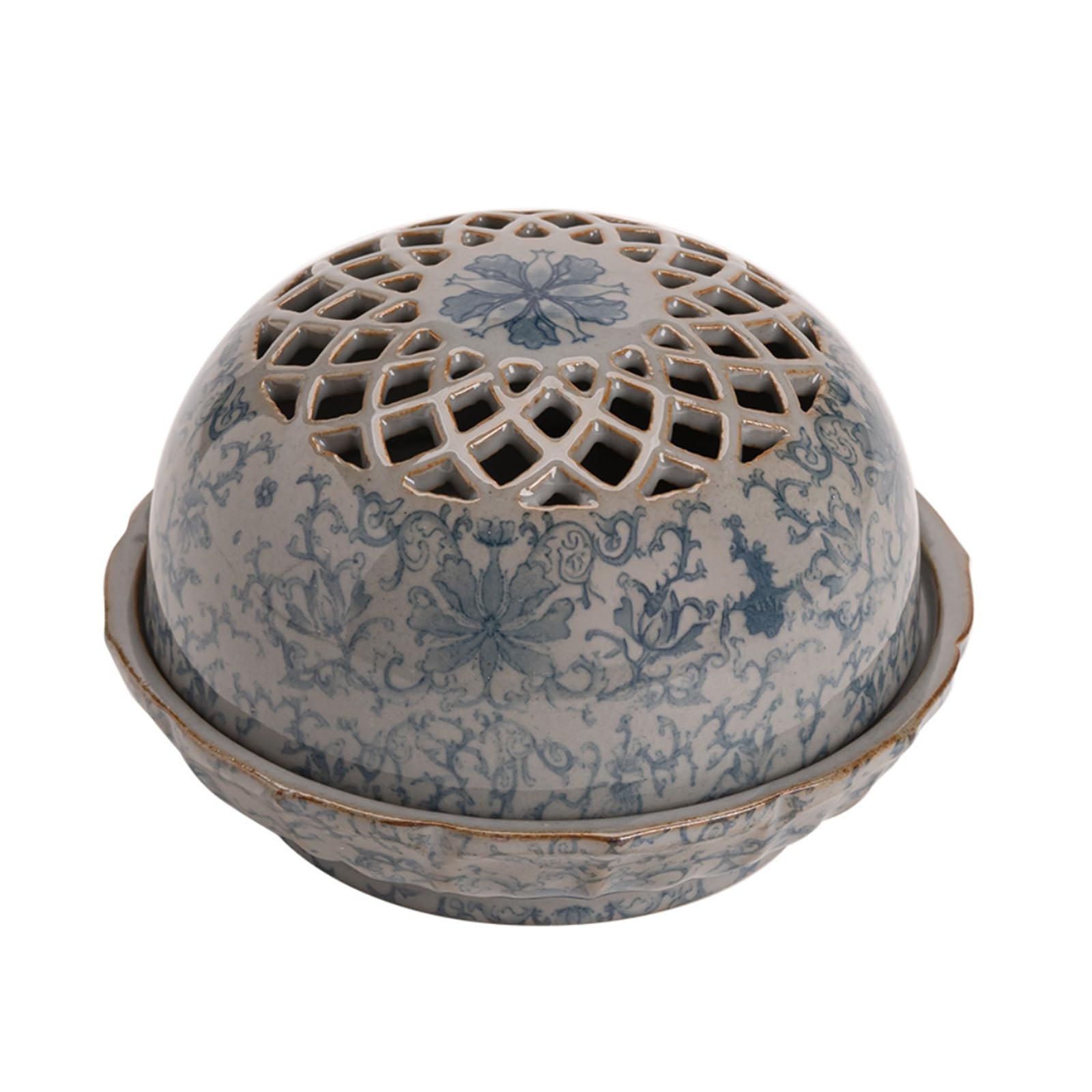 

Hyack Ceramic Incense Burner, Buddhist Altar Accessories, Tabletop Incense Burner, Round Incense Burner, Antique Design with Lid, Incense Stick