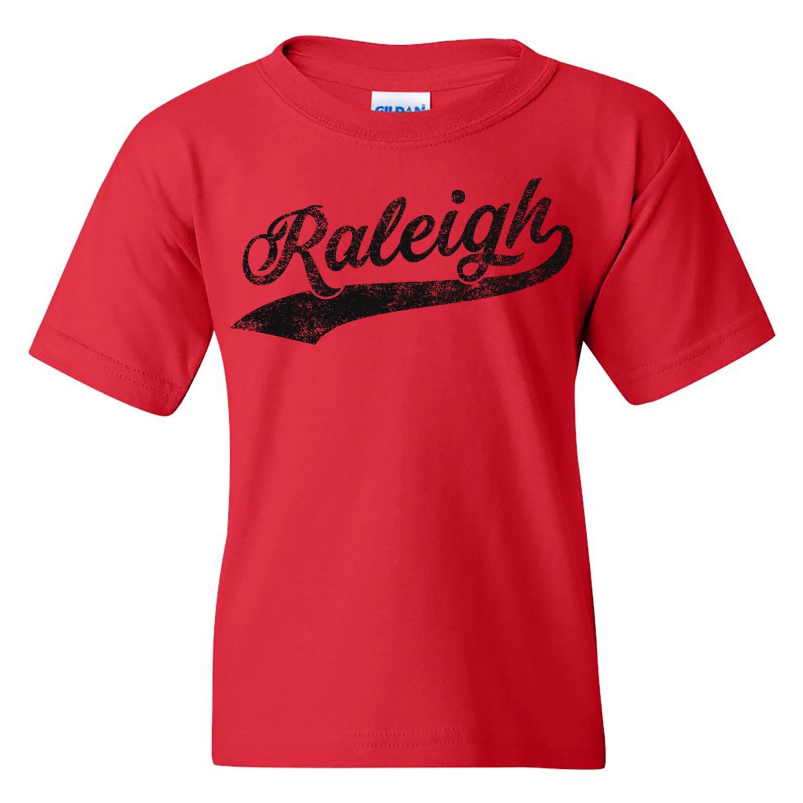 Raleigh Baseball Script Youth T-Shirt - Red S