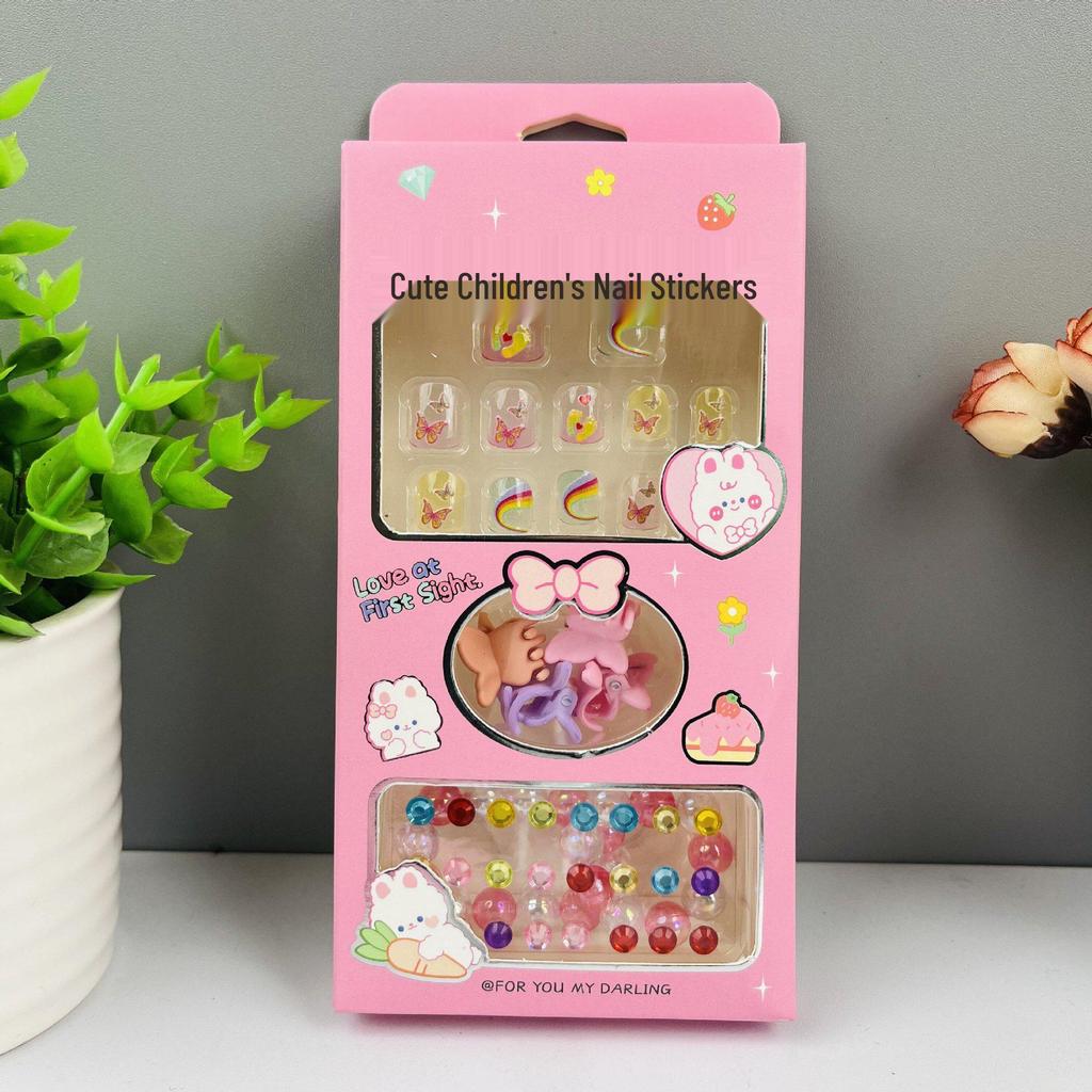 Children's Wearable Custom Nail Stickers - Cute European & American Jelly Glue Fingernail Tips