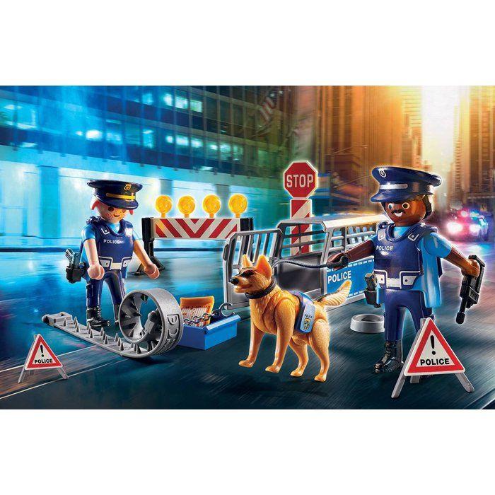 Playmobil 6878 Police Checkpoint, City Action, Contains a Police Checkpoint with Police Dog and Many Accessories, from 4 Y
