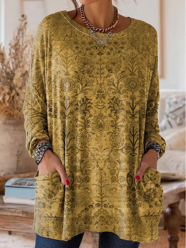 Plus Size Floral Long-sleeved Top - Trendy Women's Fashion (2026)