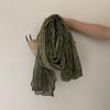 Retro Cotton and Linen Scarf Women's Solid Color Plaid Shawl Silk Scarf Warm Scarf