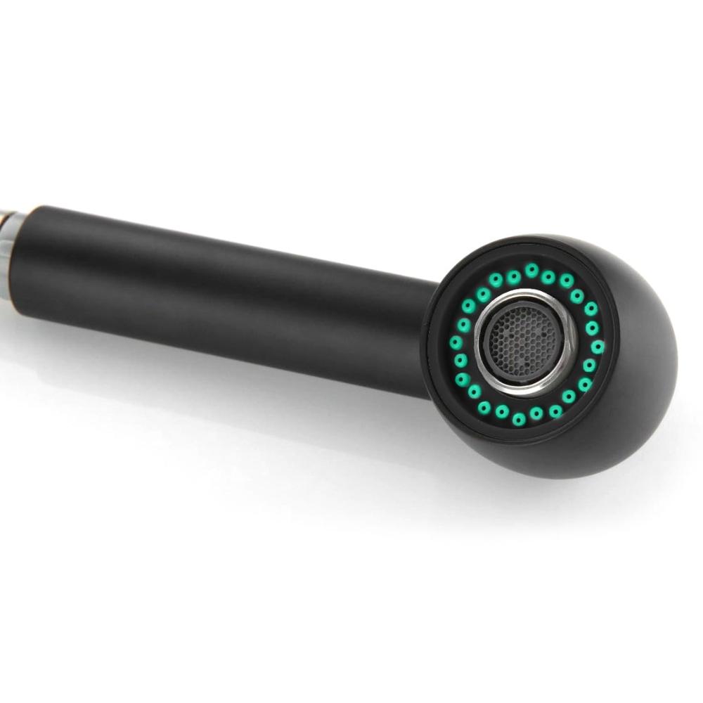 Küchenarmatur mit ausziehbarem Auslauf 360°, schwarz, freistehend, Spüle