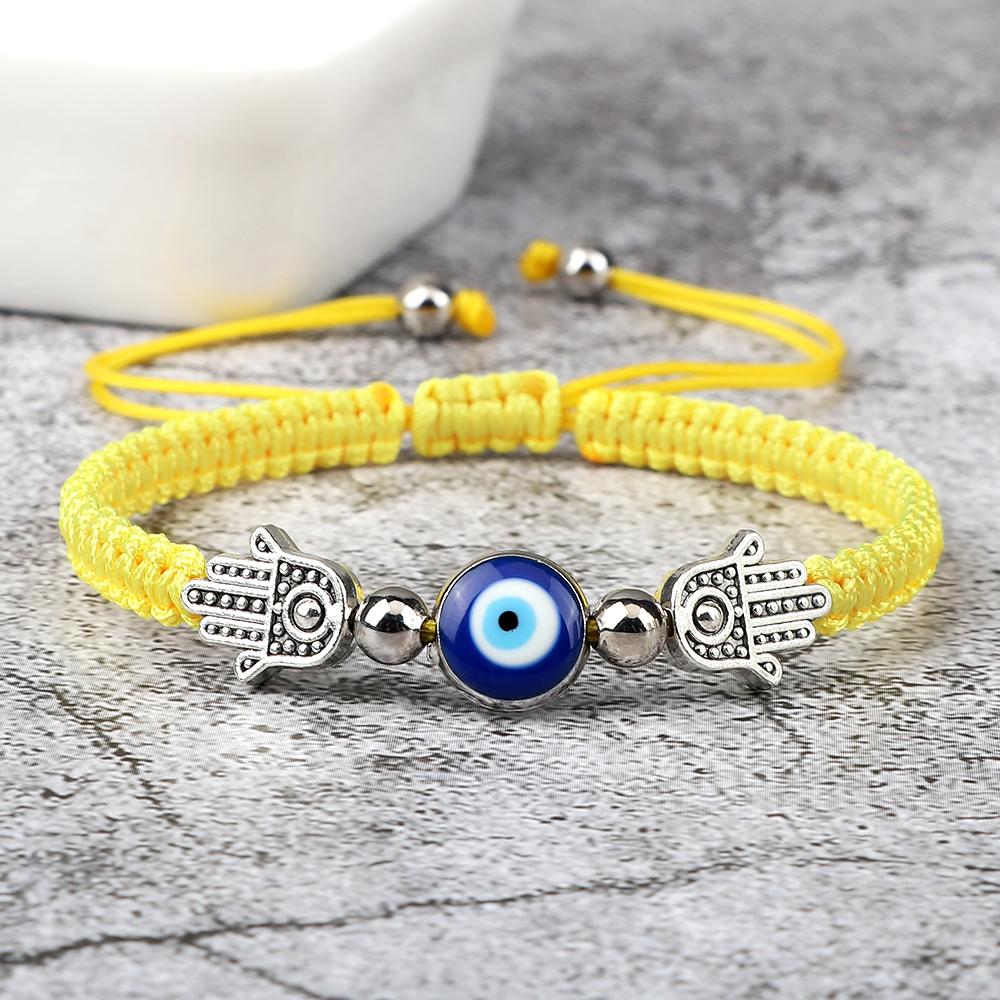 Hand of Fatima Pendant Bracelet Turkish Blue Evil Eye Lucky Red Braided Rope Handmade Adjustable Couple Jewelry For Women Men