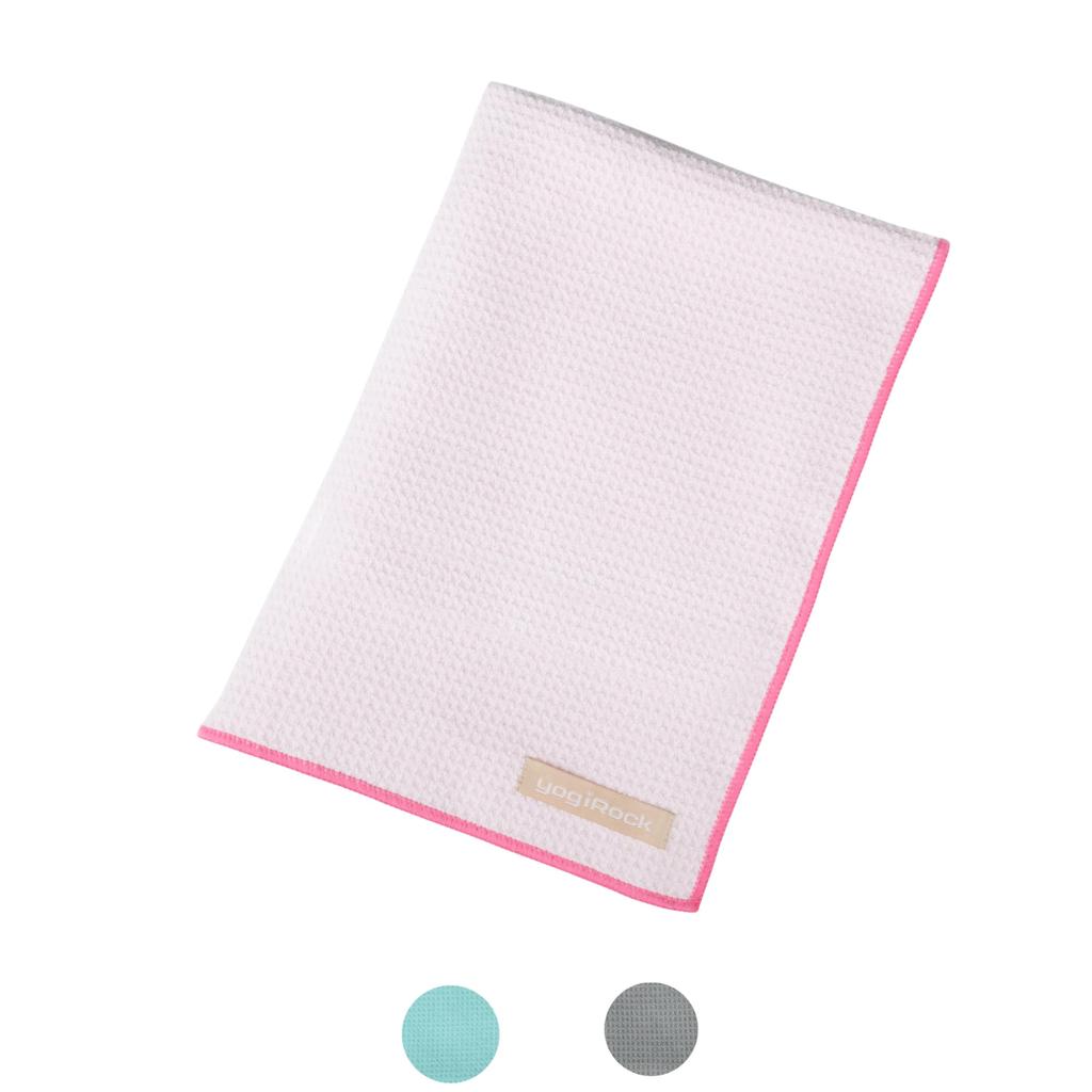 yogiRock Microfiber Waffle Yoga 2 Sizes and 3 Yoga Mat Hot Yoga Rug Towel, 145x63cm, 183x63cm, Colors, Non-Slip, Pocket, Antibacterial, Yoga, (Powder