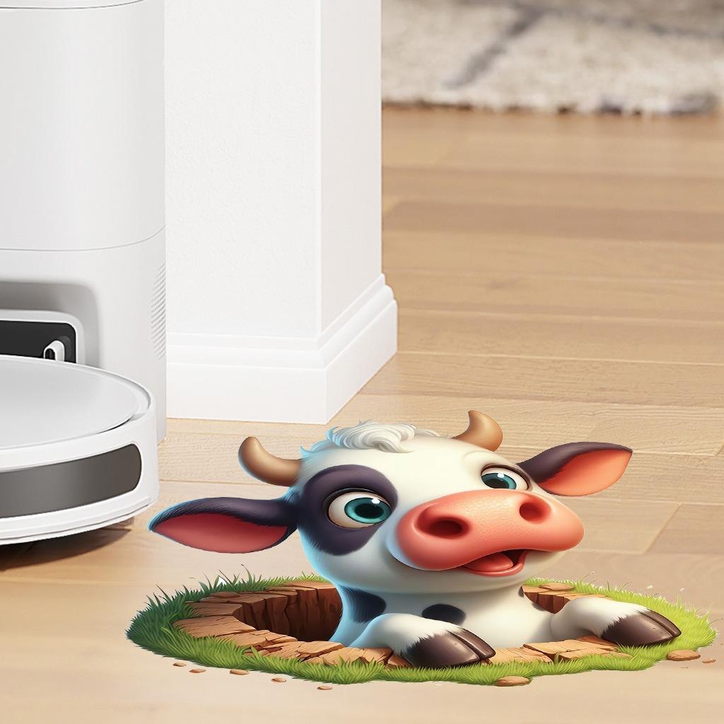 Self-adhesive Peeking Cow Wall Stickers Floor Decals for Living Room Bedroom Home Decor