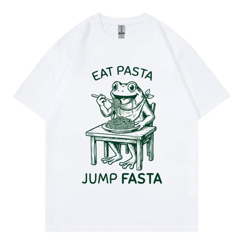 Eat Pasta Jump Fasta Funny Fitness Frog TShirt Unisex Unisex Fashion Vintage Short Sleeve T Shirt Summer Casual 100Cotton TShirts