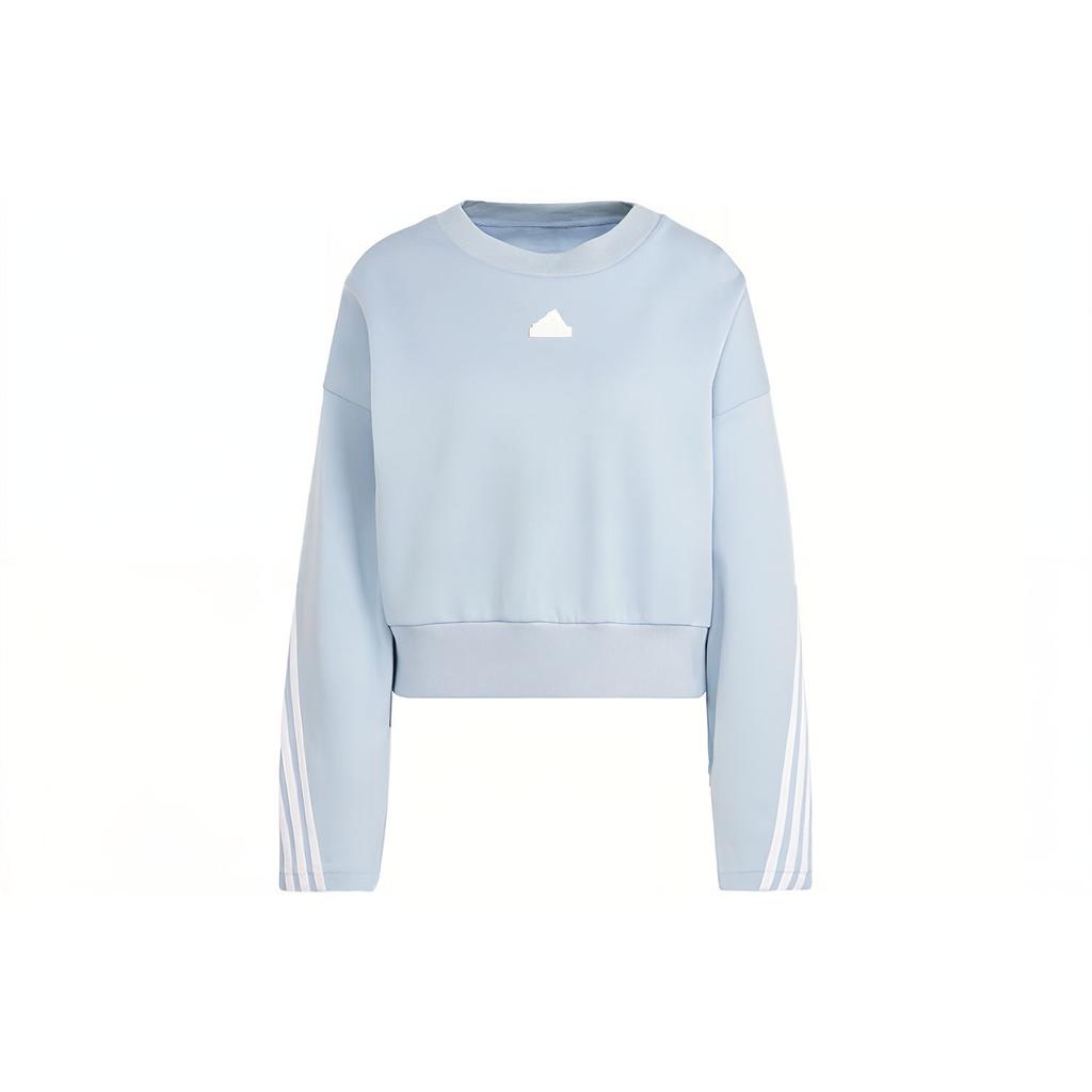 Adidas Three-Stripe Color Block Loose Fit Crew Neck Sweatshirt Women Tops Light-Blue IL3056
