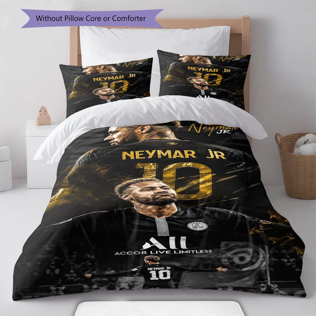Neymar Jr Brazílie Vzor Povlečení Sada Povlak na přikrývku Povlak na polštář Domácí dekorace Dárek (1 * povlak na peřinu + 2 * povlak na polštář, bez jádra)