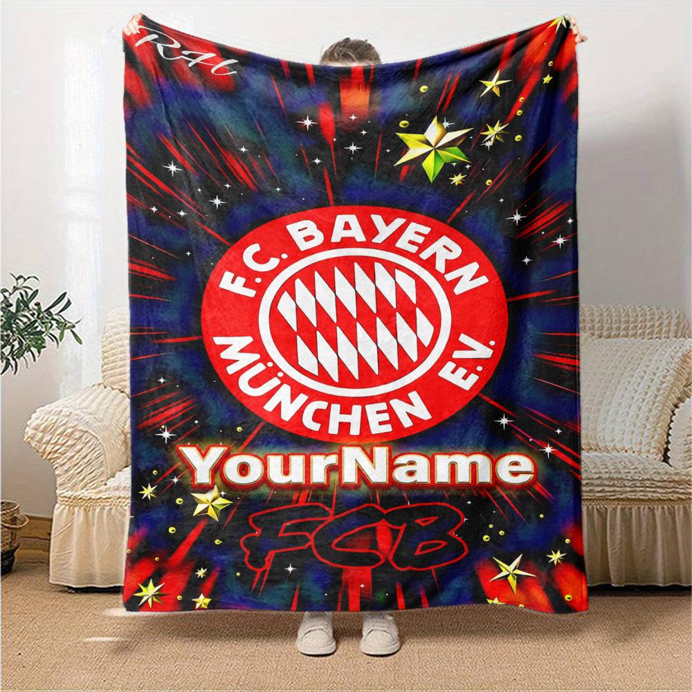 Bayern Munich Customize Your Name Blanket Lightweight Customizable Blanket Comfortable for Seaside Livingroom Bed Living Room Four Seasons Universal