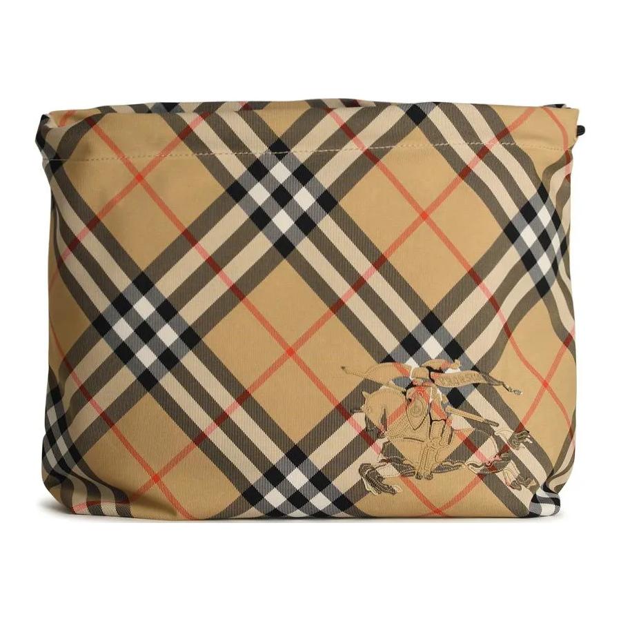 Burberry Vintage Check EKD Canvas Pouch Beige Large Drawstring Travel Bag 80915921 Basic Set (Bag+Dust Bag)