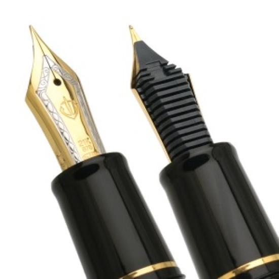 Sailor Professional Gear Gold Fountain Pen Black Medium Nib 11-2036-420 with Converter