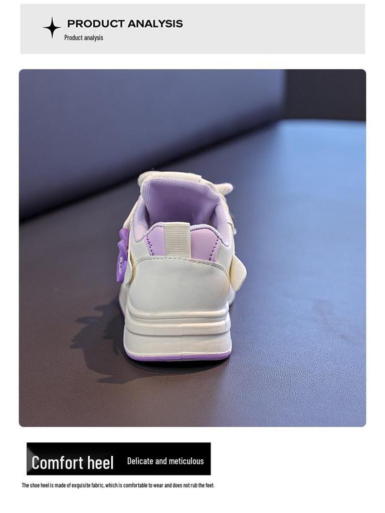 Girls' Cartoon Non-Slip Casual Skate Shoes - Spring 2026 Soft Sole White Sneakers
